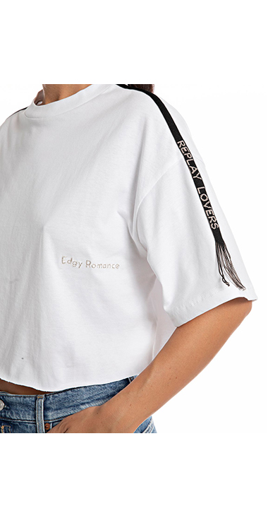 フリンジトリミング付きクロップドTシャツ 詳細画像